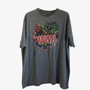 Marvel Avengers Comics Superhero group graphic print tee short sleeve Grey 2XL
